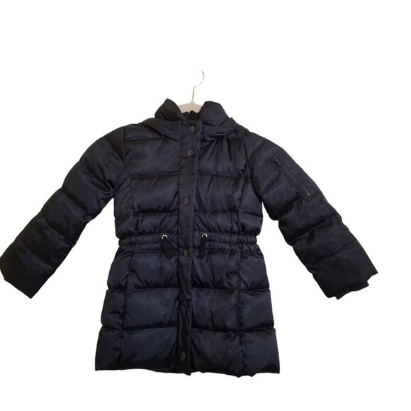Gap Girls Down Puffer Jacket Coat XS Blue Hooded Faux Fur Trim - Picture 2 of 6